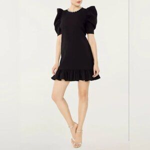 LIKELY NEW Rosie Mini Dress Short Puff Sleeves Black Ruffle crystals 4 $298 ⭐️